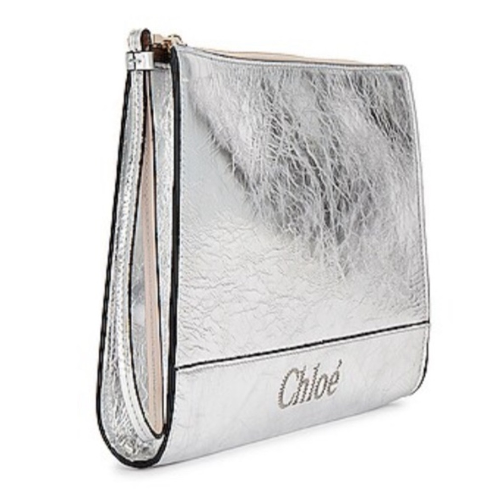 Chloe silver zipper pouch